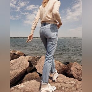 NWT Madewell Heathered Oatmeal Open Polo vneck merino wool sweater size medium